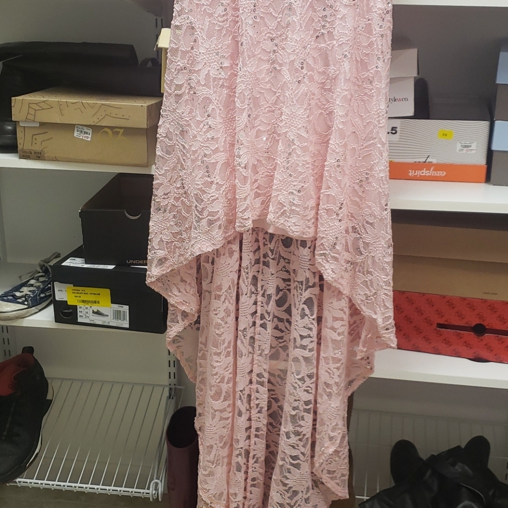 Pink Lace High-Low Dress - Picture 2 of 5